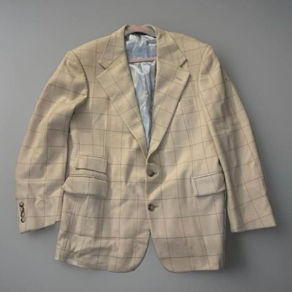 Vintage Polo Ralph Lauren Wool Silk Cashmere Windowpane Blazer -Men’s